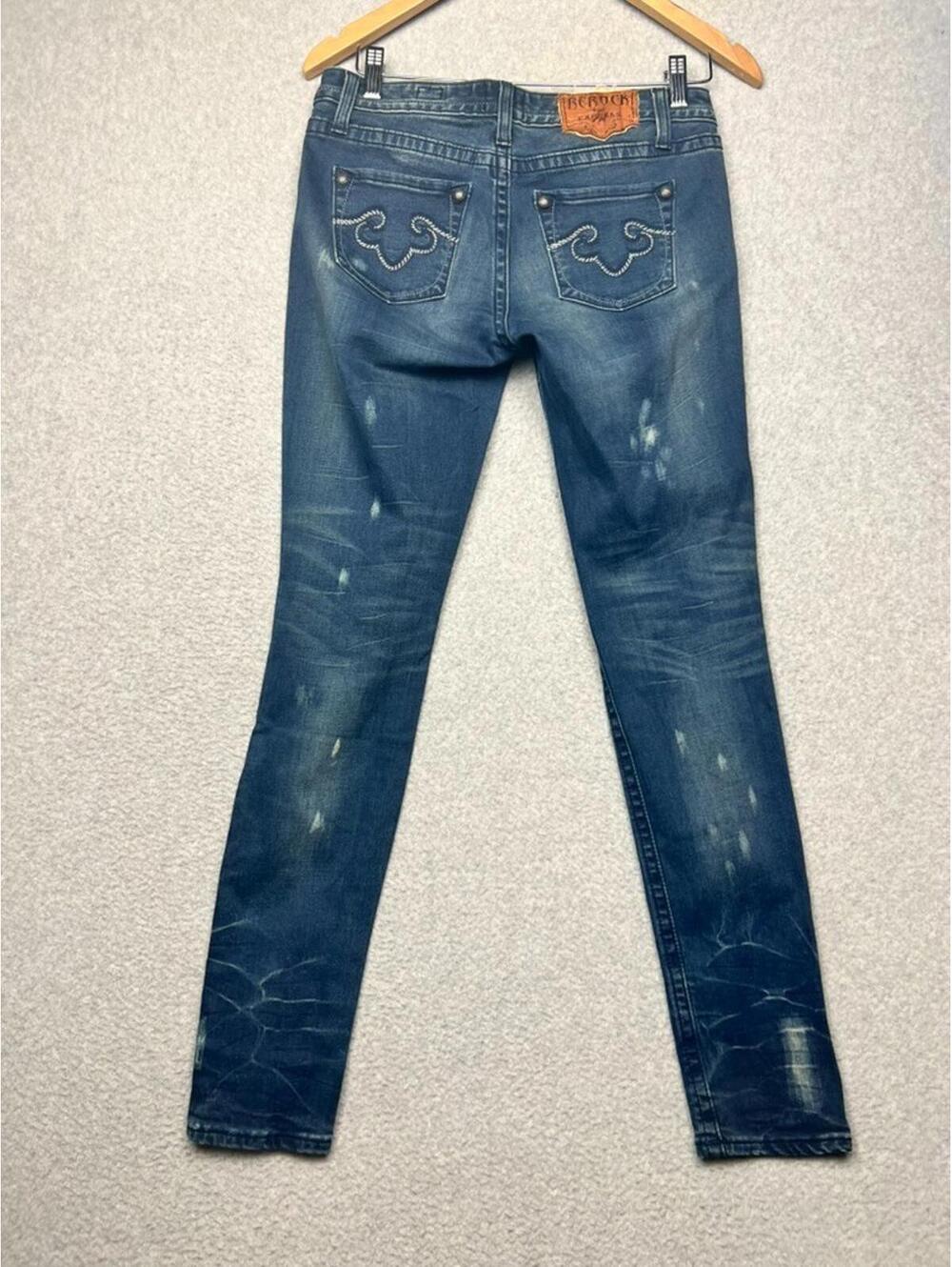 Rerock For Express Womens Blue Skinny Jeans 6 Distressed Y2K Grunge Streetwear